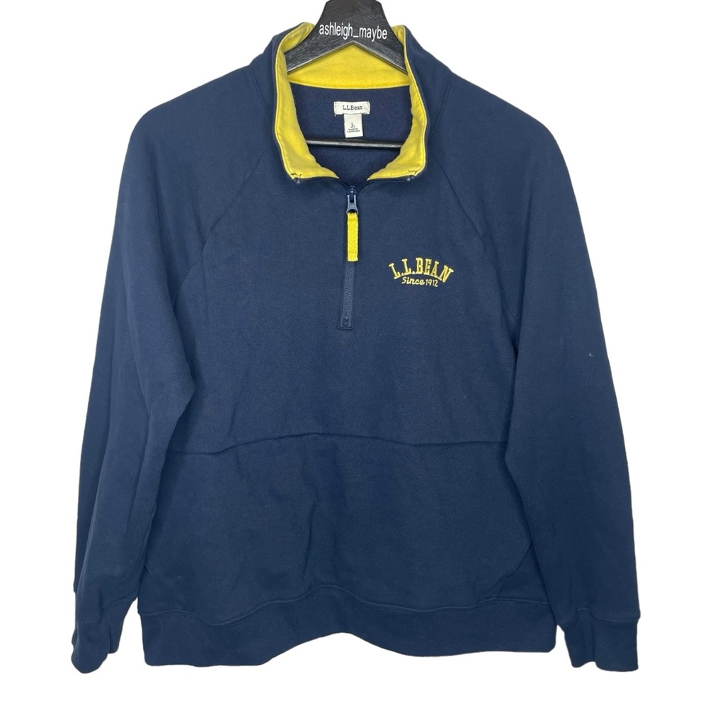 LL Bean | 1912 Sweatshirt Quarter Zip Pullover Sweatshirt Navy Large Petite